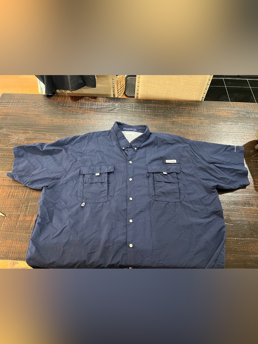 Columbia PFG Bahama Men’s 4XT Navy Blue Short Sleeve Fishing Shirt Big Tall